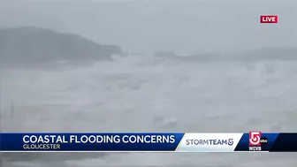 Waves pound Good Harbor Beach, send debris into Gloucester streets