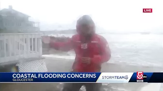 Waves pound Good Harbor Beach, send debris into Gloucester streets