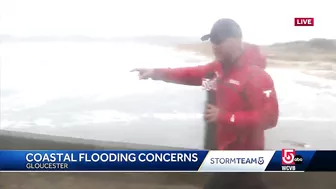 Waves pound Good Harbor Beach, send debris into Gloucester streets