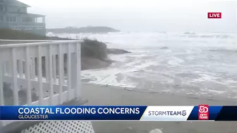 Waves pound Good Harbor Beach, send debris into Gloucester streets