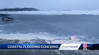 Waves pound Good Harbor Beach, send debris into Gloucester streets