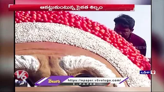 Sand Sculpture Of Santa Claus Attracts Visitors In Puri Beach | Odisha | V6 News