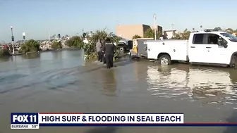 Winter storms bring high surf, flooding in Seal Beach