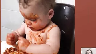 Funny Babies Eating Spaghetti Compilation || Just Laugh