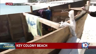 Migrants come ashore Tuesday morning in Key Colony Beach