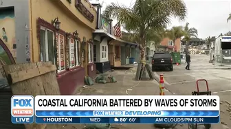 Soquel Creek Water Continues Raging into Capitola Beach, California