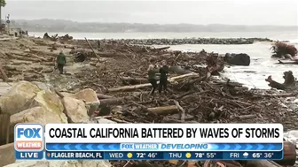 Soquel Creek Water Continues Raging into Capitola Beach, California