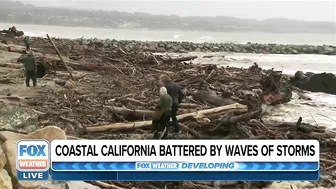 Soquel Creek Water Continues Raging into Capitola Beach, California