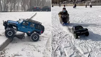 Experience playing with remote control off-road models on snowy roads