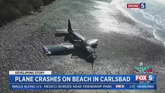 Plane Crashes On Beach In Carlsbad