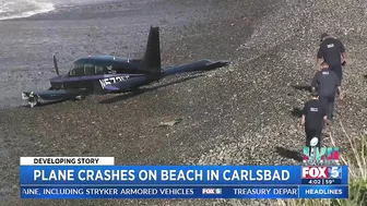 Plane Crashes On Beach In Carlsbad