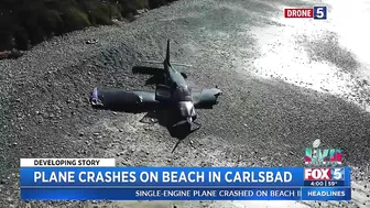 Plane Crashes On Beach In Carlsbad