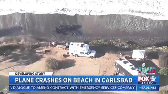 Plane Crashes On Beach In Carlsbad