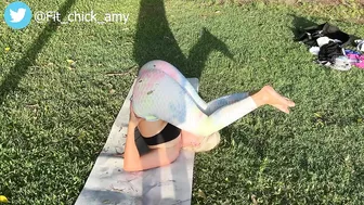 Relaxing yoga time by the park