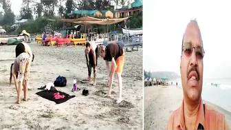 Foreigners practice Yoga at Yoga Village on Arambol beach!