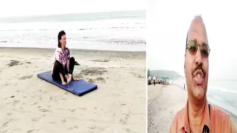 Foreigners practice Yoga at Yoga Village on Arambol beach!