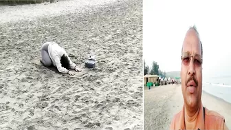 Foreigners practice Yoga at Yoga Village on Arambol beach!