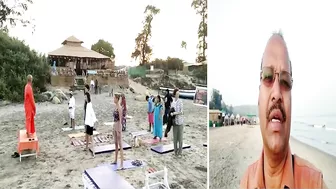 Foreigners practice Yoga at Yoga Village on Arambol beach!