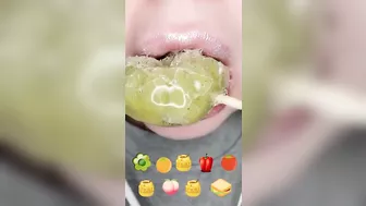 ASMR Satisfying Eating TikTok Emoji Food Challenge Tanghulu Frozen Honey Jelly Mukbang 먹방