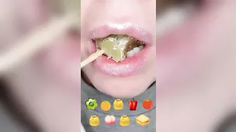 ASMR Satisfying Eating TikTok Emoji Food Challenge Tanghulu Frozen Honey Jelly Mukbang 먹방