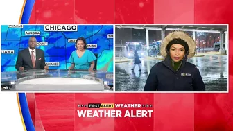 Commuters continuing routine travel as snow falls across Chicago