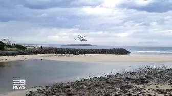 Video shows moment lightning strikes boy in ‘extreme freak accident’ on NSW beach | 9 News Australia