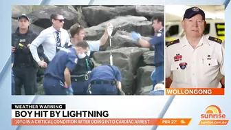 Boy survives being struck by lightning at a Wollongong beach | Sunrise