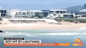 Boy survives being struck by lightning at a Wollongong beach | Sunrise