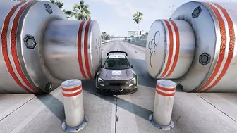 Cars vs Bollards - BeamNG.Drive