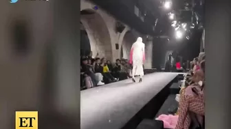 Model Kristen McMenamy FALLS on Paris Runway