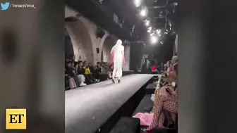 Model Kristen McMenamy FALLS on Paris Runway