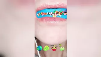 ASMR Satisfying Eating Emoji Food Challenge Noodles Gummy Planet Olives Konjac Jelly Mukbang 먹방