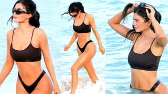 Kylie Jenner stuns in black bikini as she enjoys alone time on the beach