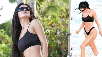 Kylie Jenner stuns in black bikini as she enjoys alone time on the beach