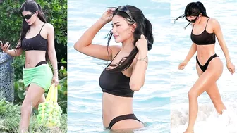 Kylie Jenner stuns in black bikini as she enjoys alone time on the beach