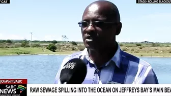 Raw sewerage spilling into the ocean on Jeffrey's Bay's main beach