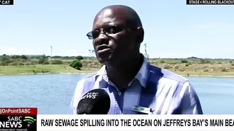 Raw sewerage spilling into the ocean on Jeffrey's Bay's main beach