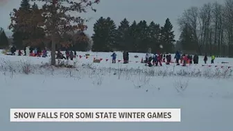 Snow falls during the Special Olympics Michigan state winter games