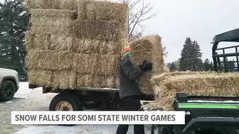 Snow falls during the Special Olympics Michigan state winter games