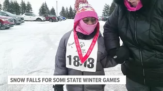 Snow falls during the Special Olympics Michigan state winter games