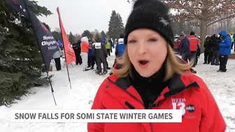 Snow falls during the Special Olympics Michigan state winter games