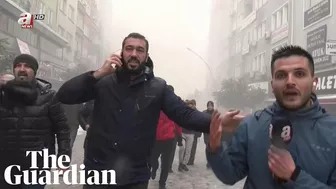 Moment second earthquake hits Turkey caught on live broadcast