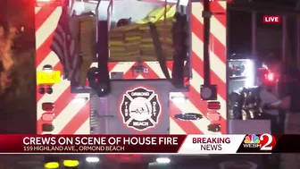 Crews battle house fire in Ormond Beach