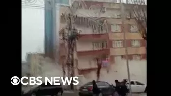 Video shows building collapse in Turkey as earthquake strikes