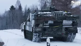 British soldiers in NATO war games 80 miles from Russia, with Leopard tanks and Chinook helicopters