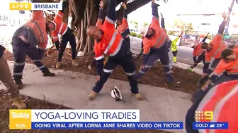 Group of Brisbane tradies do yoga routine before work to limber up | Today Show Australia