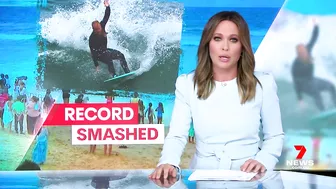 Blake Johnston breaks world surfing record at Cronulla beach | 7NEWS