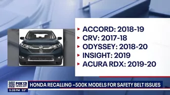 Honda recalls 500,000 models for seat belt safety issues | FOX 13 Seattle