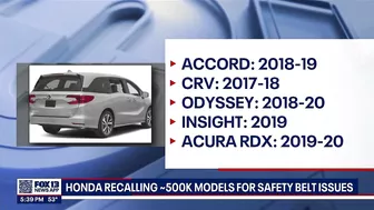 Honda recalls 500,000 models for seat belt safety issues | FOX 13 Seattle