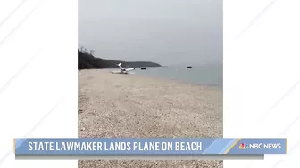 NY politician crash-lands plane on beach after engine failure